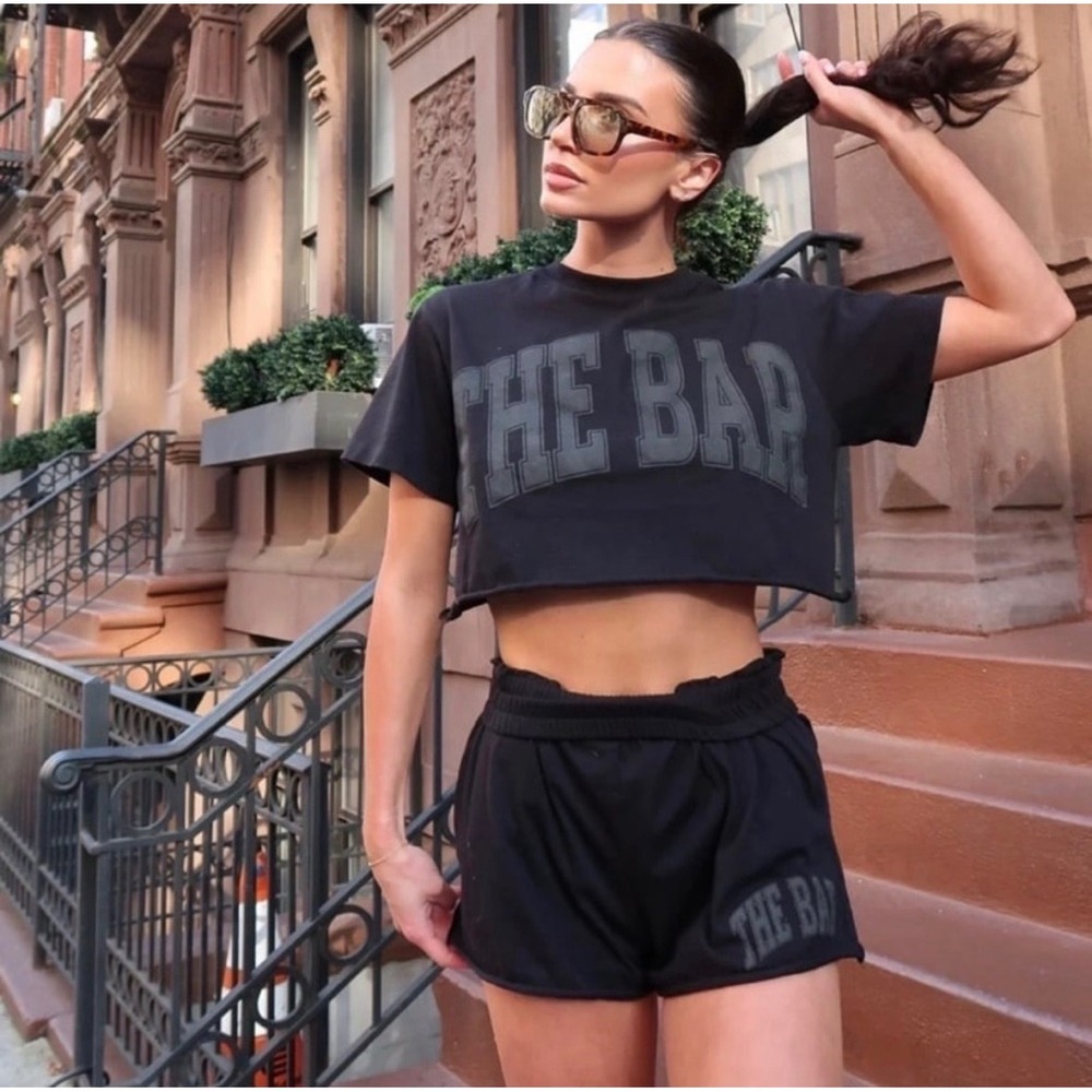 The Bar Black Cropped Varsity Tee - Picture 2 of 7